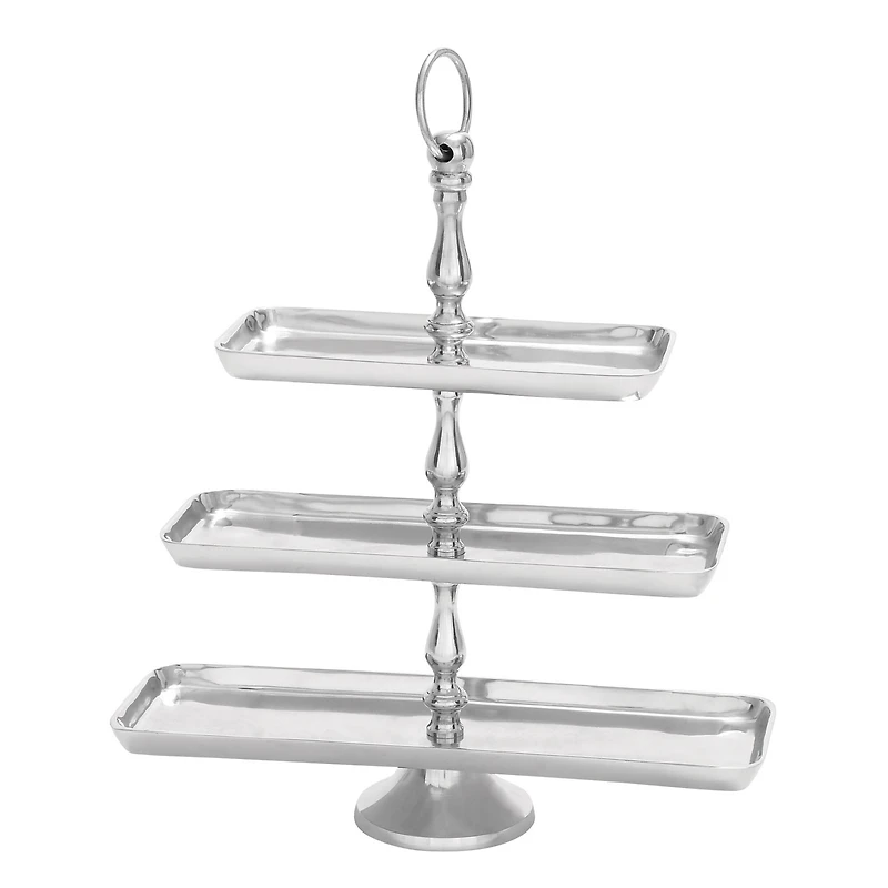 The Novogratz 19" Silver Aluminum 3-Tier Tray Stand