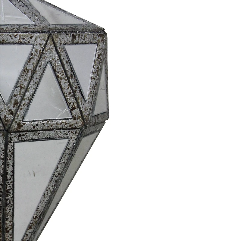 5.5" Silver And Clear Mirrored Framed Geometric Drop Ornament