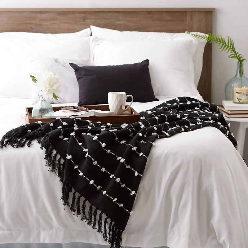 DII® Black Woven Loop Throw