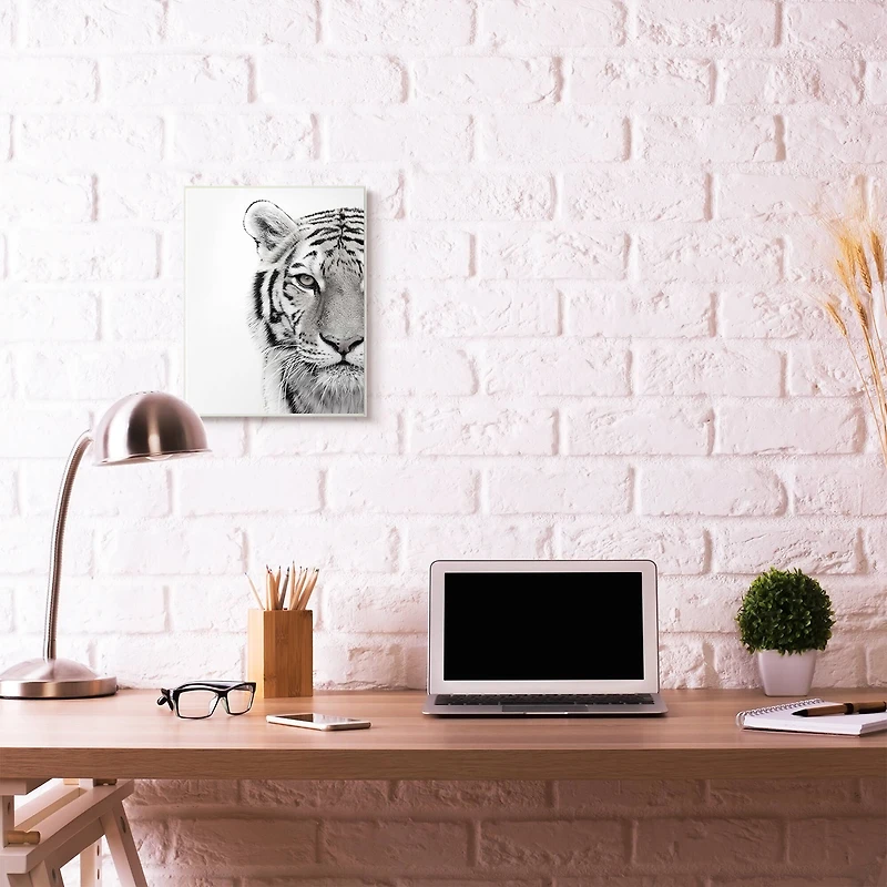 Stupell Industries Black & White Tiger Close Up Wall Plaque