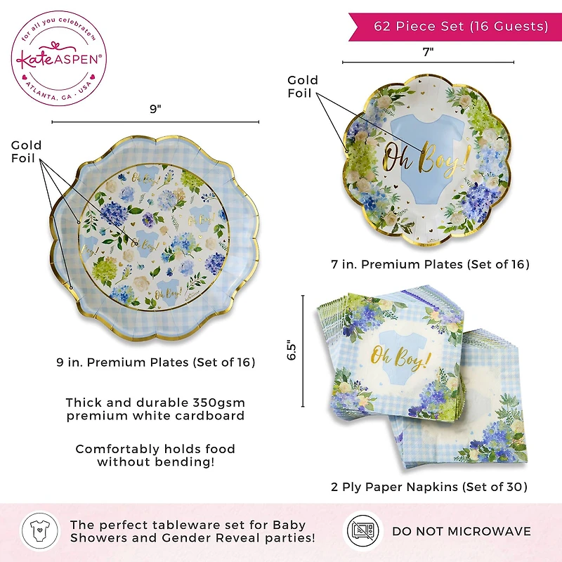 Kate Aspen® Blue Baby Shower Onesie Floral Tableware Set