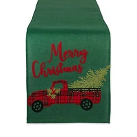 DII® 108" Merry Christmas Truck Embroidered Table Runner