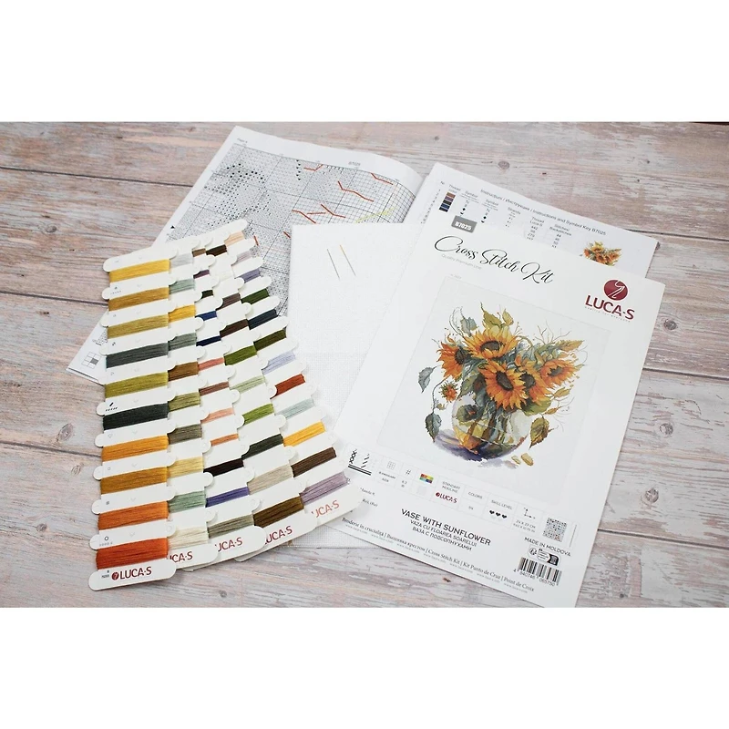 Luca-S Vase with Sunflowers Counted Cross Stitch Kit