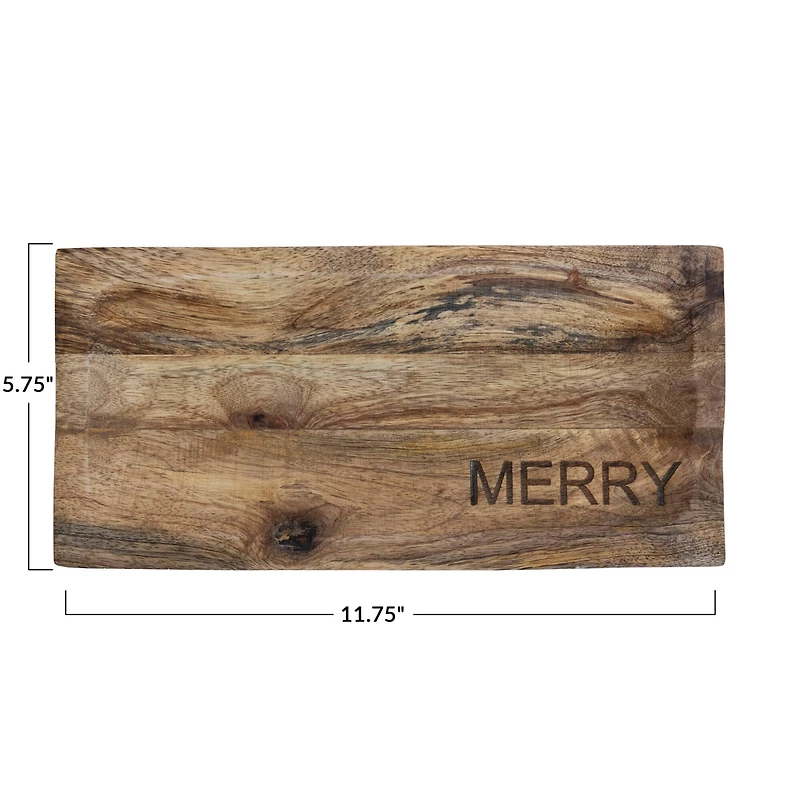 Hello Honey® 12" Merry Engraved Mango Wood Cheese Cutting Board