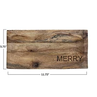 Hello Honey® 12" Merry Engraved Mango Wood Cheese Cutting Board