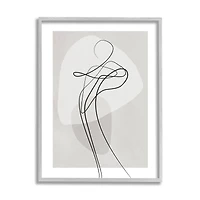 Stupell Industries Fluid Human Form Abstract Bold Linework in Gray Frame Wall Art