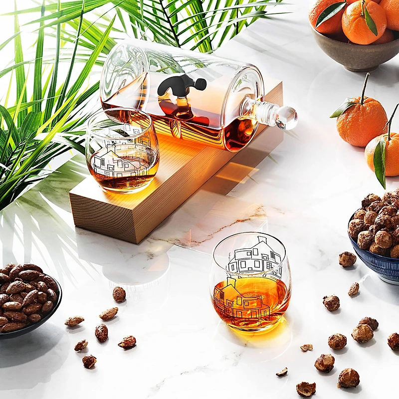 JoyJolt® Hammer Crystal Whiskey Decanter & Glasses Set