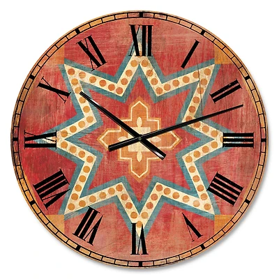 Designart Moroccan Orange Tiles Collage I Bohemian Wall Clock