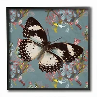 Stupell Industries Butterfly On Blue Pink Pattern Abstract Design,12" x 12"