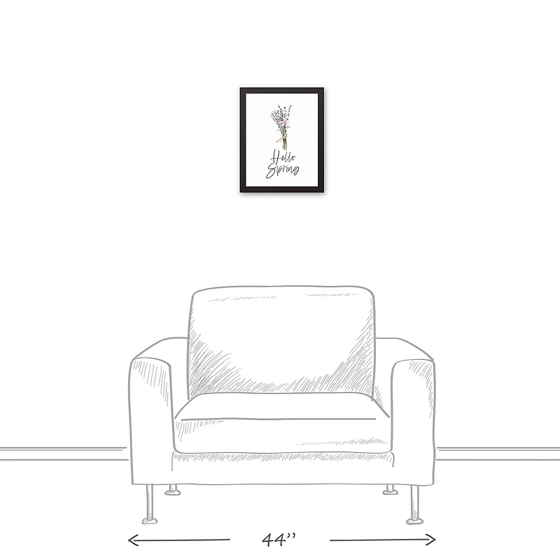 Hello Spring Flowers 11" x 14" Black Floating Framed Canvas