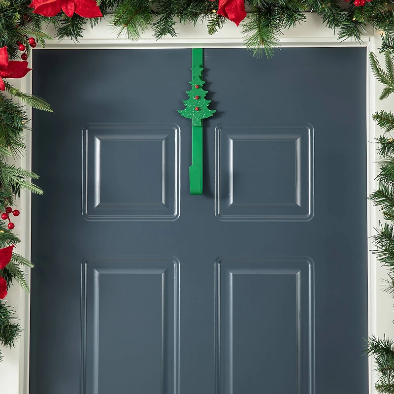 Glitzhome® 14" Christmas Metal Tree & Reindeer Wreath Hanger Set