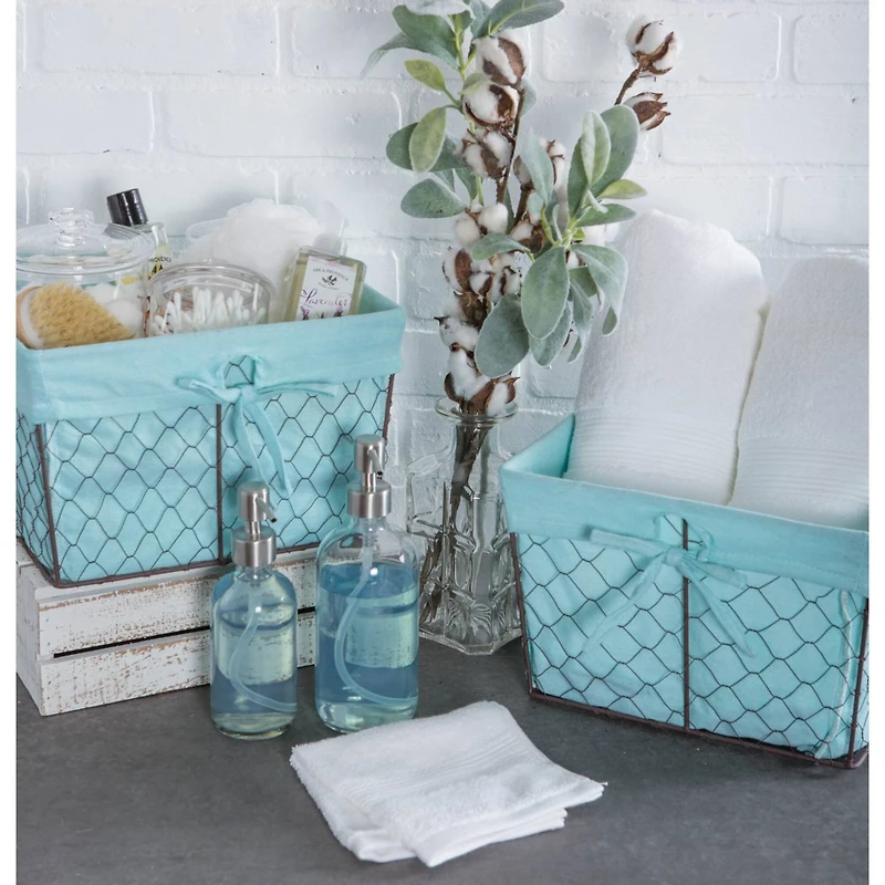 DII® Aqua Lined Chicken Wire Basket Set