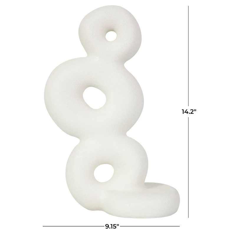 14" White Abstract Stacked Circle Ring Sculpture