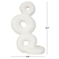 14" White Abstract Stacked Circle Ring Sculpture