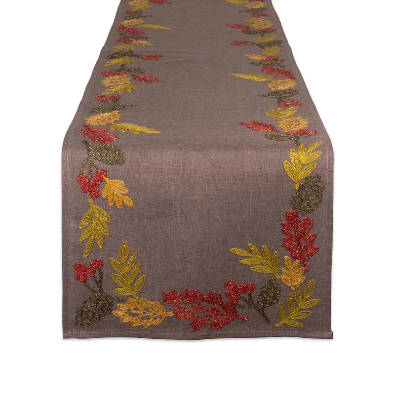 DII® 70" Shimmering Leaves Embroidered Table Runner
