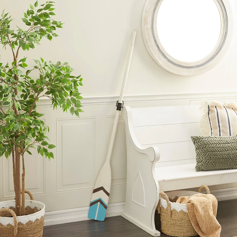 Coastal White Wood Oar Wall Art, 61" x 6" x 2"