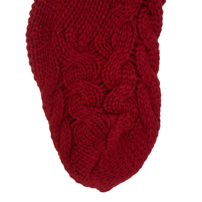 Glitzhome® 24" Red Knitted Polyester Christmas Stocking with Pom Pom