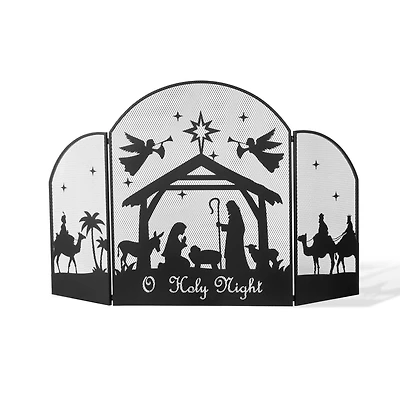 Glitzhome® 48" Christmas Metal Mesh Silhouette Nativity Scene Screen