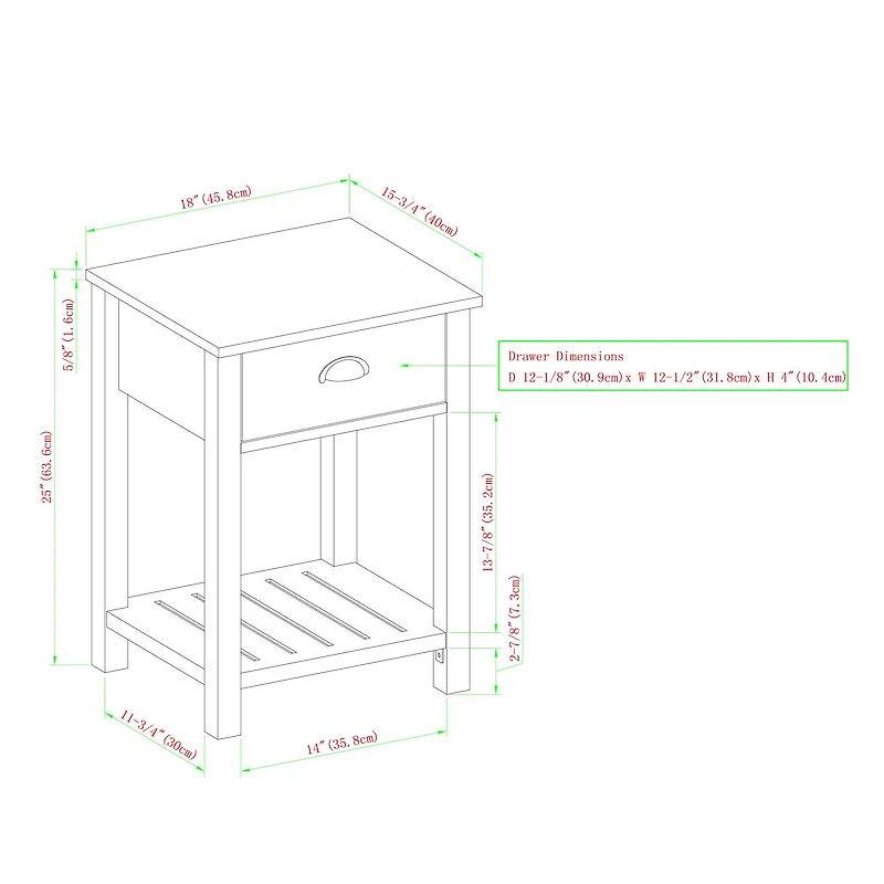 Walker Edison Gray Wash Country Single Drawer Nightstand