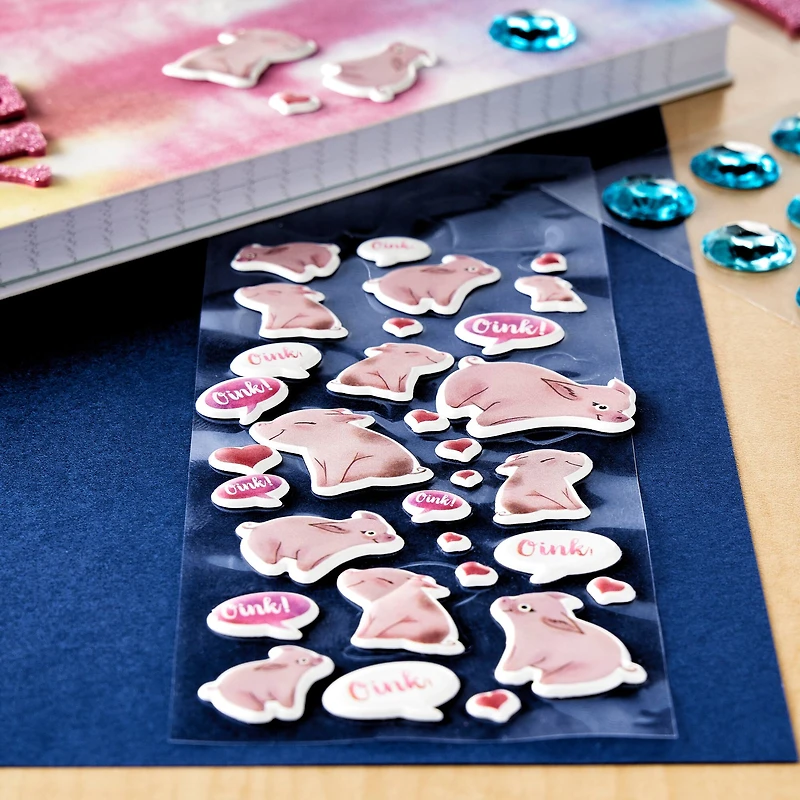 12 Pack: Pigs Puffy Stickers by Recollections™