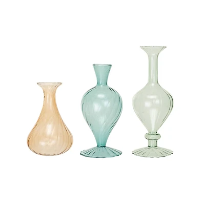Hello Honey® Pink, Mint & Blue Round Blown Glass Vase Set