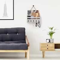 NEX™ Gray-Whitewash Hanging Wall-Mounted Mail Organizer with 5 Hooks