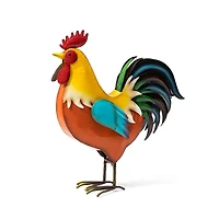 Glitzhome® 21" Vibrant Standing Metal Rooster Garden Statue