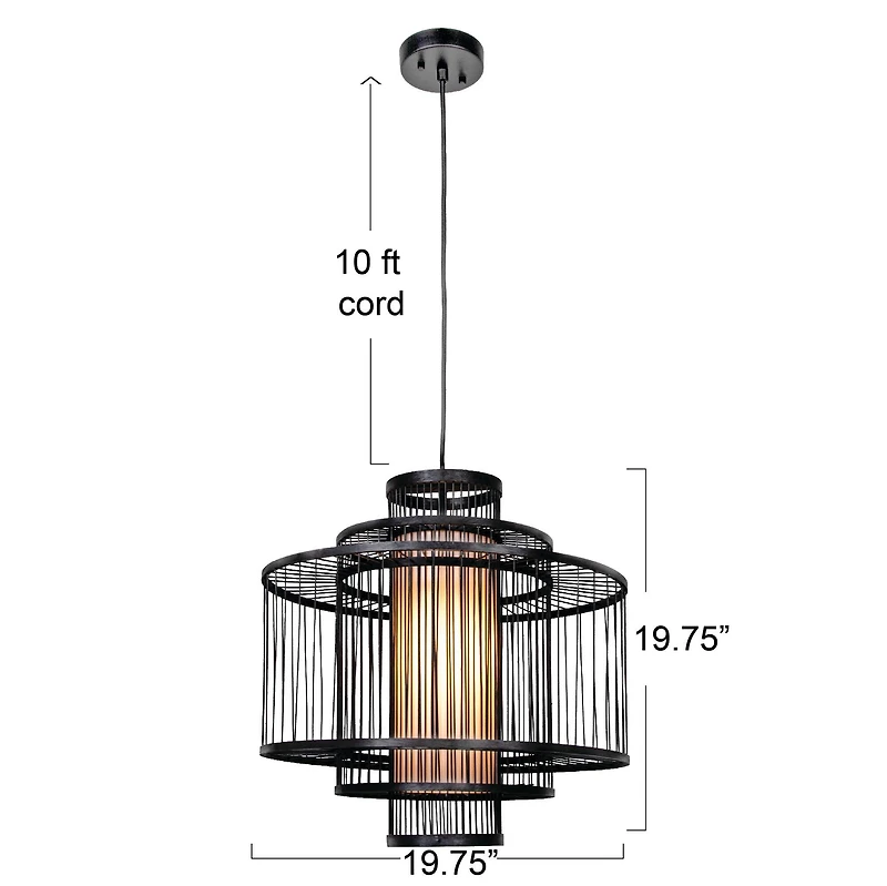 Hello Honey® 19.5" Boho Tiered Bamboo Chandelier