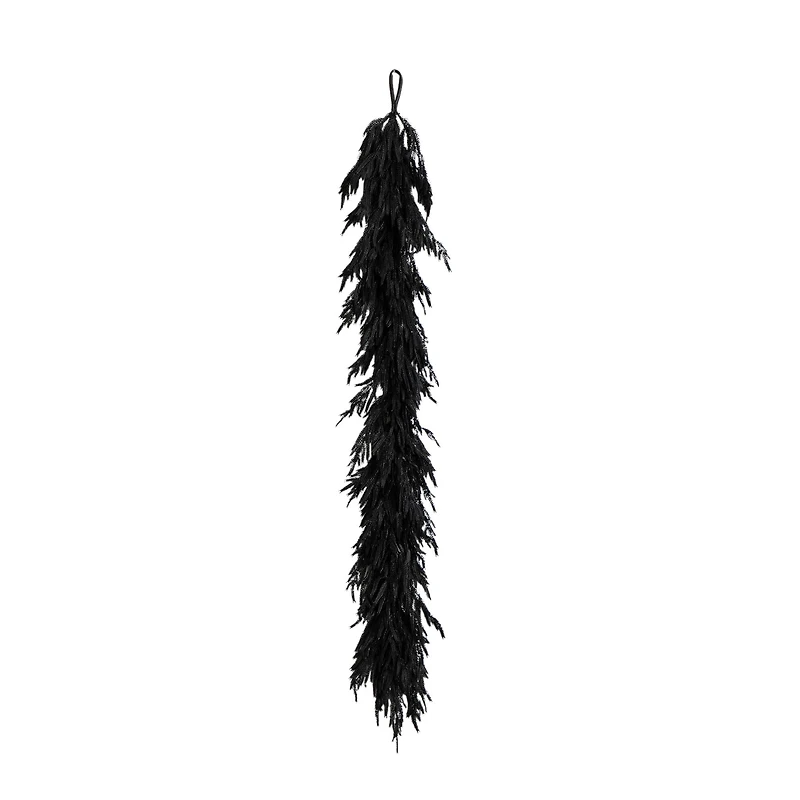 6ft. Artificial Real Touch Halloween Black Norfolk Island Pine Garland with Natural Look