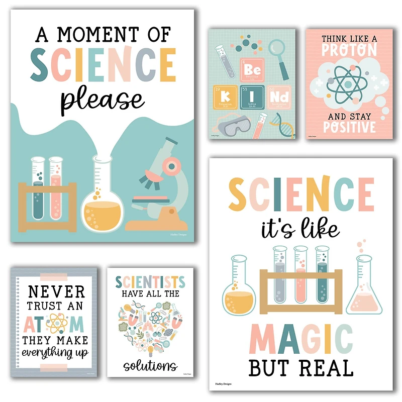 Hadley Designs 11" x 14" Boho Science Bulletin Board Classroom Décor Posters Set