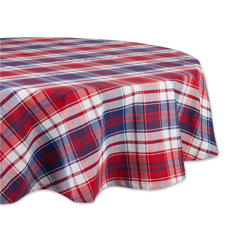 DII® 70" Round Americana Plaid Tablecloth
