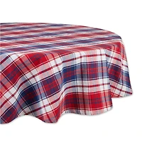 DII® 70" Round Americana Plaid Tablecloth