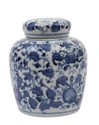 Hello Honey® 6.5'' Blue & White Ceramic Ginger Jar with Lid