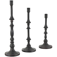 Black Metal Turned Style Candle Holder Set