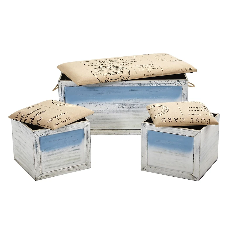 Ocean Breeze Storage Boxes, Bench and Seating Set