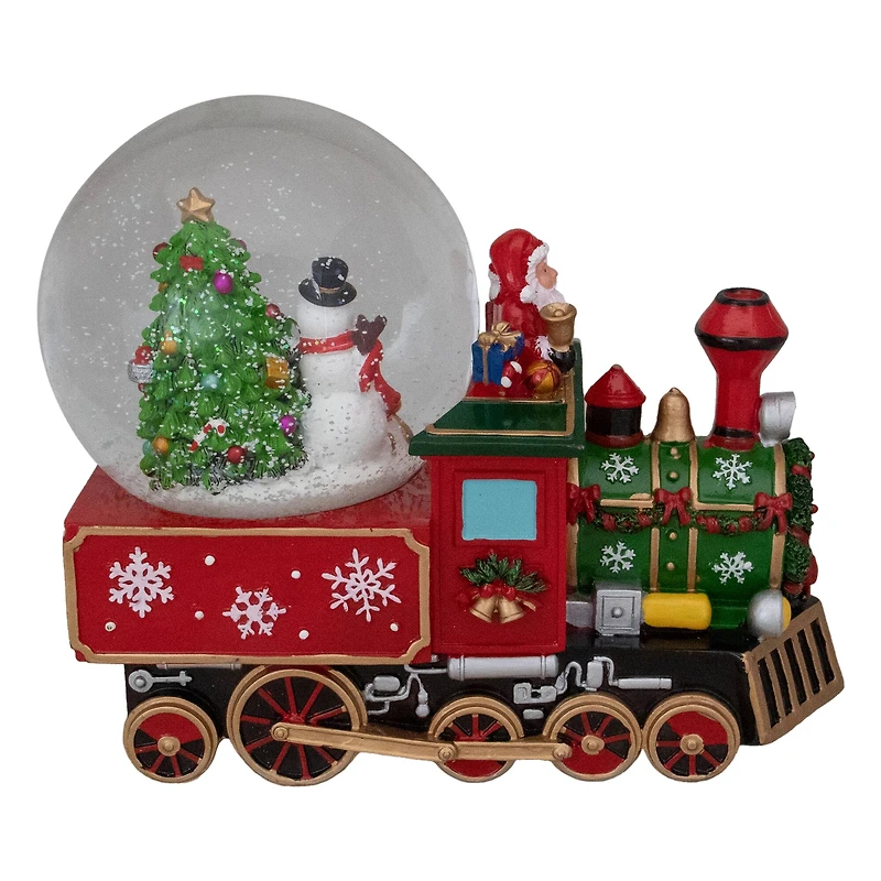 8.5" Green and Red Christmas Train Snow Globe