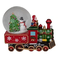 8.5" Green and Red Christmas Train Snow Globe