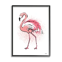 Stupell Industries Pink Splatter Flamingo Feathers Tropical Bird in Frame Wall Art