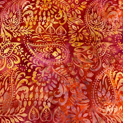 Feldman Premium Indonesian Batik Orange & Raspberry Paisley Fabric