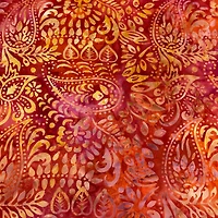 Feldman Premium Indonesian Batik Orange & Raspberry Paisley Fabric