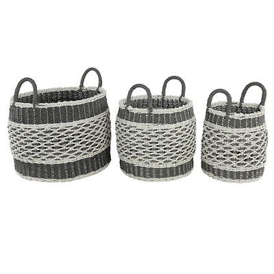 Gray Plastic Eclectic Storage Basket Set