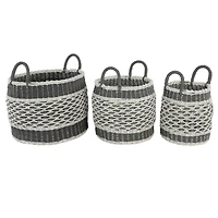 Gray Plastic Eclectic Storage Basket Set