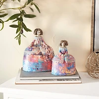 Set of 2 Multi Polystone Tuscan Sculptures, 6" x 7" x 5"