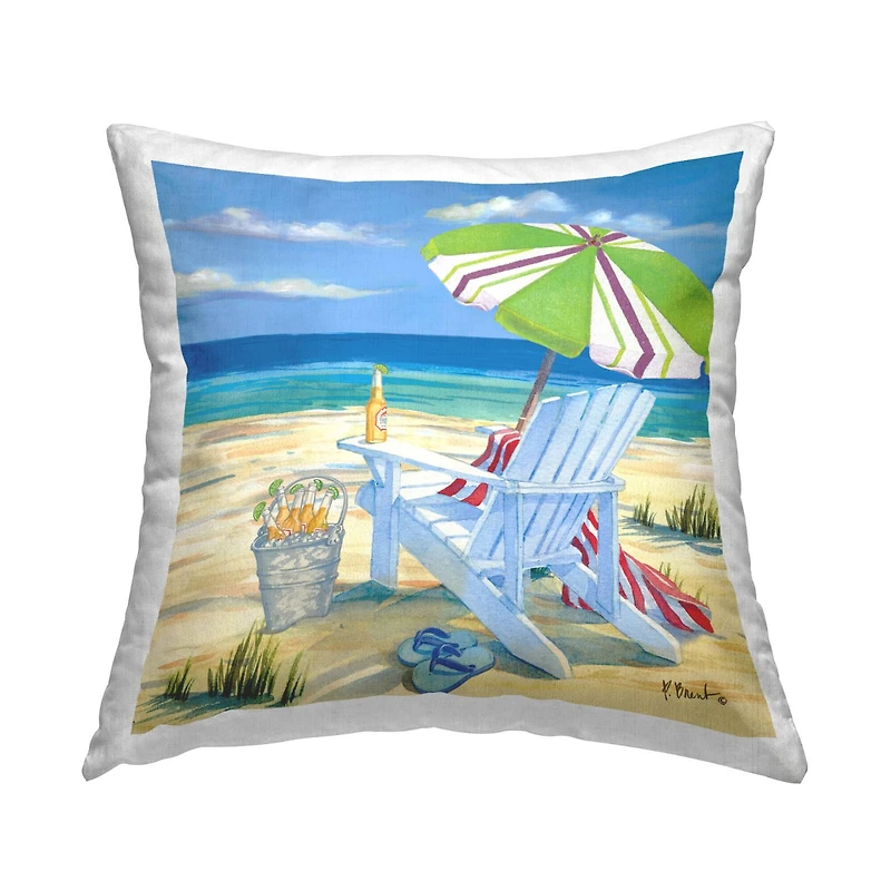 Stupell Industries Nautical Beach Scene Lounge Chair Throw Pillow, 18" x 18"