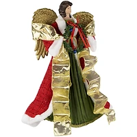 18" Unlit Red and Green Angel with Wreath Christmas Tree Topper