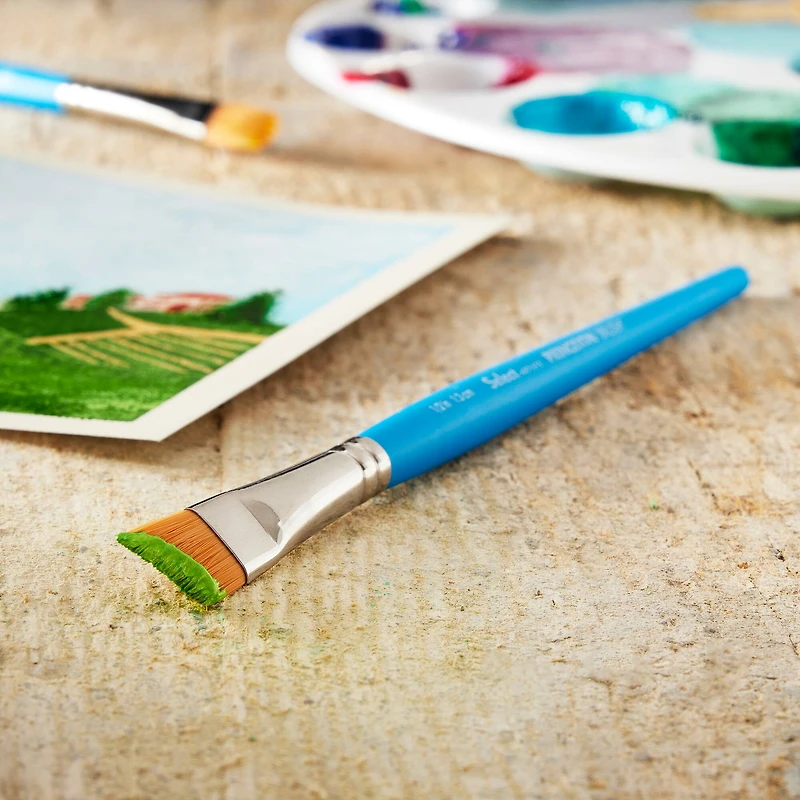 Princeton™ Select™ Artiste Series 3750 Short Handle Angle Shader Brush