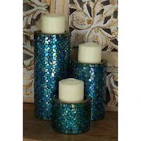 Turquoise Metal Glam Candle Holder Set