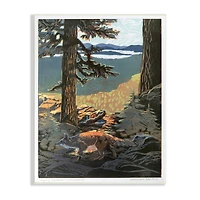 Stupell Industries Red Fox Woodland Forest Prowl Trees Distant Mountains Wall Plaque