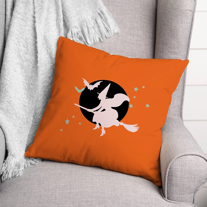 Flying Witch Throw Pillow