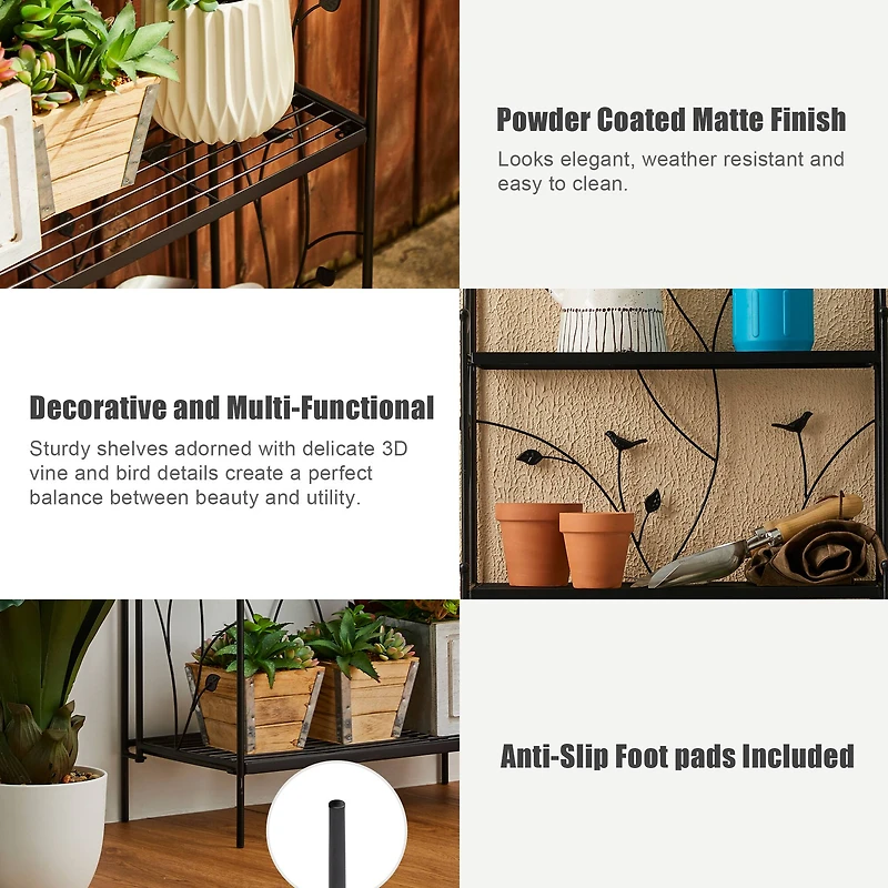 Glitzhome® 4ft. Metal 4-Tiered Rectangular Shelf Stand